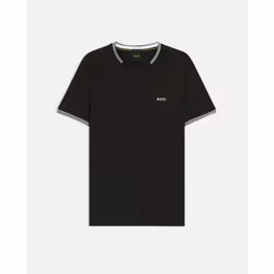 T-shirt BOSS Taul – Coton Stretch Piqué & Rayures Contrastées – Noir – Homme