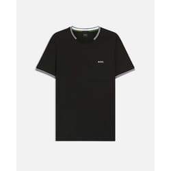 T-shirt BOSS Taul – Coton Stretch Piqué & Rayures Contrastées – Noir – Homme