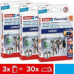 Tesa Powerstrips Languettes Amovibles LARGE - Fixation Extra Forte - Languettes Adhésives pour Surfaces Lisses -