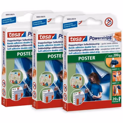 tesa Powerstrips POSTER - Bandes double face affiches/posters, amovibles sans traces, charge 200 g, 60 pcs Caractéristiques d ...