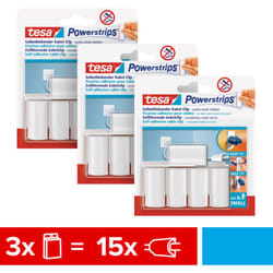 Tesa - Serre-câble Powerstrips / serre-câble autocollant / pour la fixation de câbles / en blanc / 3 x 5 pièces.