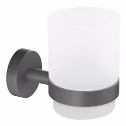 TESA 40586, Support de brosse à dent monté au mur, Verre, Métal, Gris, Blanc, Mur, 70 mm, 96 mm