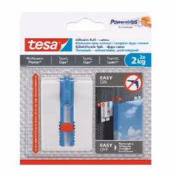 TESA 77779-00500-00, Intérieure, Crochet à photos, Blanc, 2 kg, Mur peint, Plâtre, Rectangle