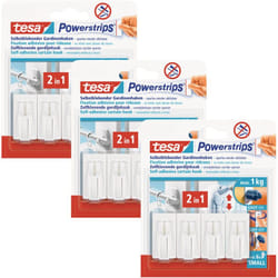 Tesa - Crochet pour rideaux Vario Powerstrips en lot de 3 - crochet pour rideaux auto-adhésifs réutilisable et réutilisable - charge jusq D024422