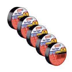 TESA 56192, Noir, Code couleur, Isolant, Réparer, Polyvinyl chloride (PVC), PVC, Lisse, Diélectrique, Résistant au feu