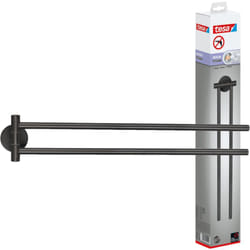 Tesa - Porte-serviettes ® moon avec 2 bras en graphite brossé - porte-serviettes autocollant en métal revêtu de pvd - sans perçage, solution adhésive