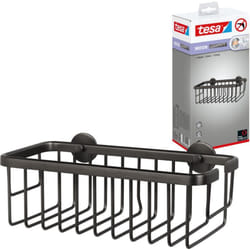 Etagère de douche autocollante Tesa moon en graphite brossé - à un étage et extra profonde - étagère de douche en métal revêtu de pvd - sans perçage,
