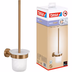 tesa MOON Ensemble WC, support & brosse, bronze brossé, verre satiné, fixation adhésive sans perçage Caractéristiques du prod ...