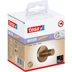 Crochet pour serviettes tesa® MOON en bronze brossé - Porte-serviettes autocollant en métal recouvert de PVD - sans perçage, solution adhésive