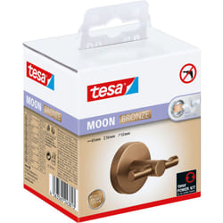 Tesa - Crochet pour peignoir ® moon en bronze brossé - crochet mural autocollant en métal recouvert de pvd - sans perçage, solution adhésive incluse