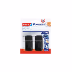 TESA Powerstrips, Intérieure, Crochet pour serviette, Noir, Polystyrène, Bande adhésive, 2 kg