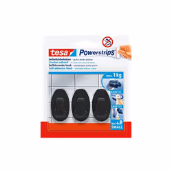 Tesa - powerstrips crochets adhésifs ovale - 3 x crochets muraux autocollants - accessoire salle de bain et porte-serviette - fixa
