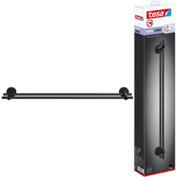 tesa MOON BLACK porte-serviettes double, noir mat - porte-serviettes de bain avec 2 rails - pour montage mural sans perçage, solution adhésive