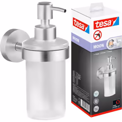 tesa MOON ensemble distributeur de savon, verre satiné et acier inoxydable chromé - distributeur de savon liquide pour montag ...
