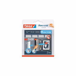TESA Powerstrips CLICK M, Adhésif double-face de montage, Blanc, Intérieure, 5,4 kg, 20 mm, 80 mm