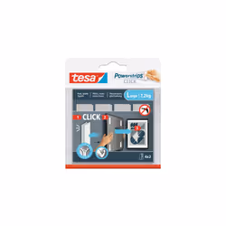 TESA Powerstrips CLICK L, Adhésif double-face de montage, Blanc, Intérieure, 7,2 kg, 20 mm, 85 mm