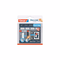 TESA Powerstrips CLICK S, Adhésif double-face de montage, Blanc, Intérieure, 1,8 kg, 20 mm, 60 mm