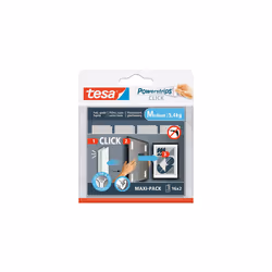 TESA Powerstrips CLICK M, Adhésif double-face de montage, Blanc, Intérieure, 5,4 kg, 20 mm, 80 mm