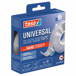 TESA Nano Power, Adhésif double-face, Transparent, 3 m, Intérieure, 30 mm