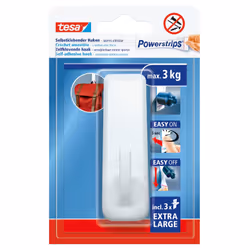 TESA Powerstrips, Intérieure, Accroche tableaux et cadres, Blanc, Polystyrène, 3 kg, Rectangle