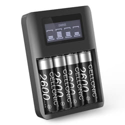CELLONIC® Chargeur de piles AA et AAA USB avec 4 compartiments Chargeur pour batteries intelligent + 4x Batteries AA rechargeable