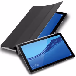 Coque pour Huawei MediaPad T5 10 (10.1 Zoll) Etui en NOIR SATIN Case Cover Tablette Protection Housse Portefeuille Wallet