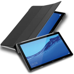 Coque pour Huawei MediaPad T5 10 (10.1 Zoll) Etui en NOIR SATIN Case Cover Tablette Protection Housse Portefeuille Wallet