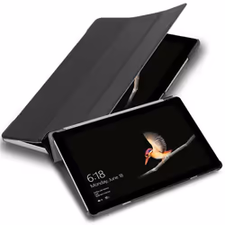 Coque pour Microsoft Surface GO Etui en NOIR SATIN Case Cover Tablette Protection Housse Portefeuille Wallet