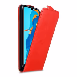 Coque pour Huawei P30 LITE Etui en ROUGE DE POMME Housse Case Cover Protection Flip magnétique Portefeuille
