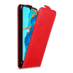 Coque pour Huawei P30 LITE Etui en ROUGE DE POMME Housse Case Cover Protection Flip magnétique Portefeuille