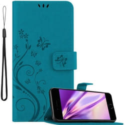 Coque pour Apple iPhone 7 PLUS / 7S PLUS / 8 PLUS Housse en BLEU FLORAL Etui Case Cover Protection Floral Portefeuille Wallet