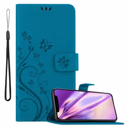 Coque pour Apple iPhone X / XS Housse en BLEU FLORAL Etui Case Cover Protection Floral Portefeuille Wallet