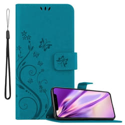 Coque pour Apple iPhone X / XS Housse en BLEU FLORAL Etui Case Cover Protection Floral Portefeuille Wallet