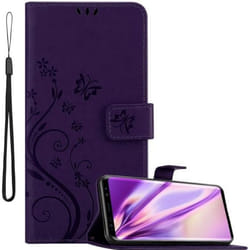 Coque pour Samsung Galaxy S9 Housse en LILAS FONCÉ FLORAL Etui Case Cover Protection Floral Portefeuille Wallet