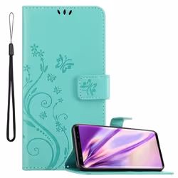 Coque pour Samsung Galaxy S9 Housse en TURQUOISE FLORAL Etui Case Cover Protection Floral Portefeuille Wallet
