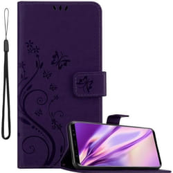 Coque pour Samsung Galaxy S9 PLUS Housse en LILAS FONCÉ FLORAL Etui Case Cover Protection Floral Portefeuille Wallet