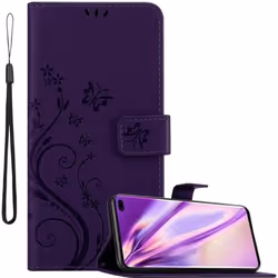 Coque pour Samsung Galaxy S10 PLUS Housse en LILAS FONCÉ FLORAL Etui Case Cover Protection Floral Portefeuille Wallet