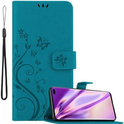 Coque pour Samsung Galaxy S10 PLUS Housse en BLEU FLORAL Etui Case Cover Protection Floral Portefeuille Wallet
