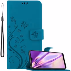 Coque pour Samsung Galaxy A40 Housse en BLEU FLORAL Etui Case Cover Protection Floral Portefeuille Wallet