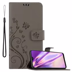 Coque pour Samsung Galaxy A10e / A20e Housse en GRIS FLORAL Etui Case Cover Protection Floral Portefeuille Wallet