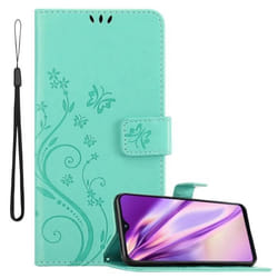 Coque - Cadorabo - Samsung Galaxy A10e / A20e - Floral Turquoise - Similicuir - Portefeuille avec Stand