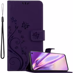 Coque pour Samsung Galaxy S10 5G - CADORABO - Violet - Similicuir - Design floral - Fonction stand