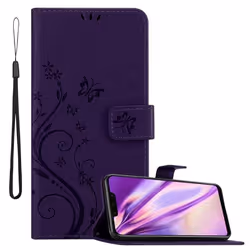 Coque pour Huawei MATE 20 LITE Housse en LILAS FONCÉ FLORAL Etui Case Cover Protection Floral Portefeuille Wallet