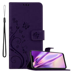 Coque pour Huawei MATE 20 LITE Housse en LILAS FONCÉ FLORAL Etui Case Cover Protection Floral Portefeuille Wallet