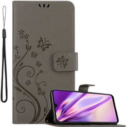 Coque pour Huawei P30 LITE Housse en GRIS FLORAL Etui Case Cover Protection Floral Portefeuille Wallet