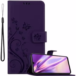 Coque pour Huawei P30 LITE Housse en LILAS FONCÉ FLORAL Etui Case Cover Protection Floral Portefeuille Wallet
