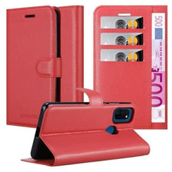 Coque pour Samsung Galaxy M21 / M30s Housse en ROUGE CERISE Etui Case Cover Protection fermeture magnétique Portefeuille