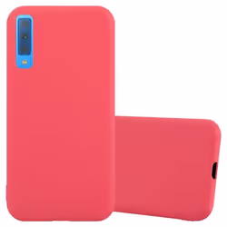 Coque pour Samsung Galaxy A7 2018 Etui en CANDY ROUGE Housse Case Cover Protection Silicone TPU Case