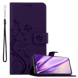 Coque pour Samsung Galaxy A41 Housse en LILAS FONCÉ FLORAL Etui Case Cover Protection Floral Portefeuille Wallet