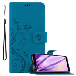 Coque pour Samsung Galaxy A7 2018 Housse en BLEU FLORAL Etui Case Cover Protection Floral Portefeuille Wallet